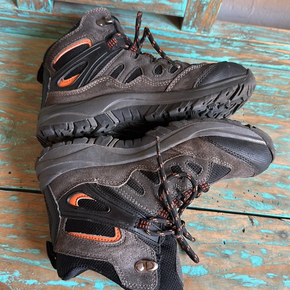 High Sierra Hiking Boots Kids Gray Orange Black Size 2 Model 34315